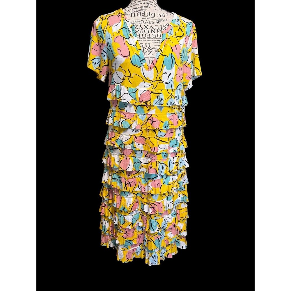 Colleen Lopez Women’s Empire Floral Dress Ruffle Tiers Boho Cottagecore Sz Small